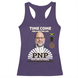 Mark Golding PNP Supporter Racerback Tank Top Time Come for a Better Life Jamaica Politics People's National Party TS02 Purple Print Your Wear
