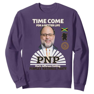 Mark Golding PNP Supporter Sweatshirt Time Come for a Better Life Jamaica Politics People's National Party TS02 Purple Print Your Wear