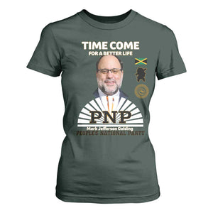 Mark Golding PNP Supporter T Shirt For Women Time Come for a Better Life Jamaica Politics People's National Party TS02 Dark Forest Green Print Your Wear