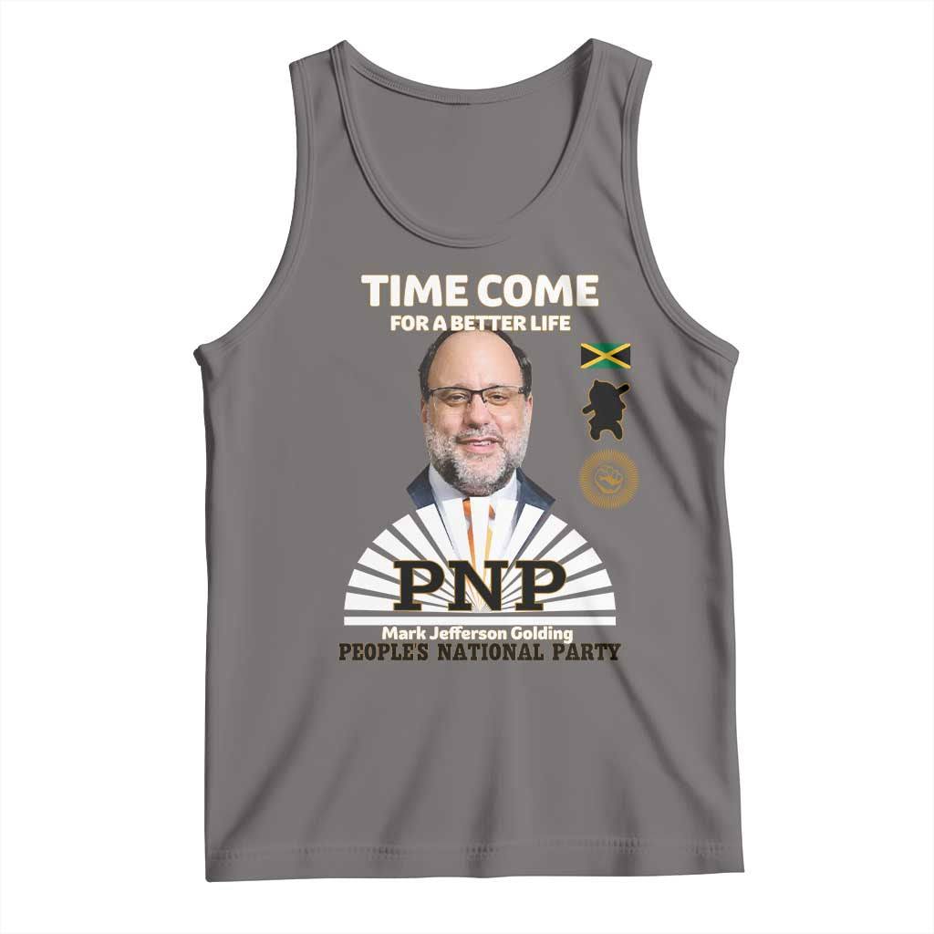 Mark Golding PNP Supporter Tank Top Time Come for a Better Life Jamaica Politics People's National Party TS02 Deep Heather Print Your Wear