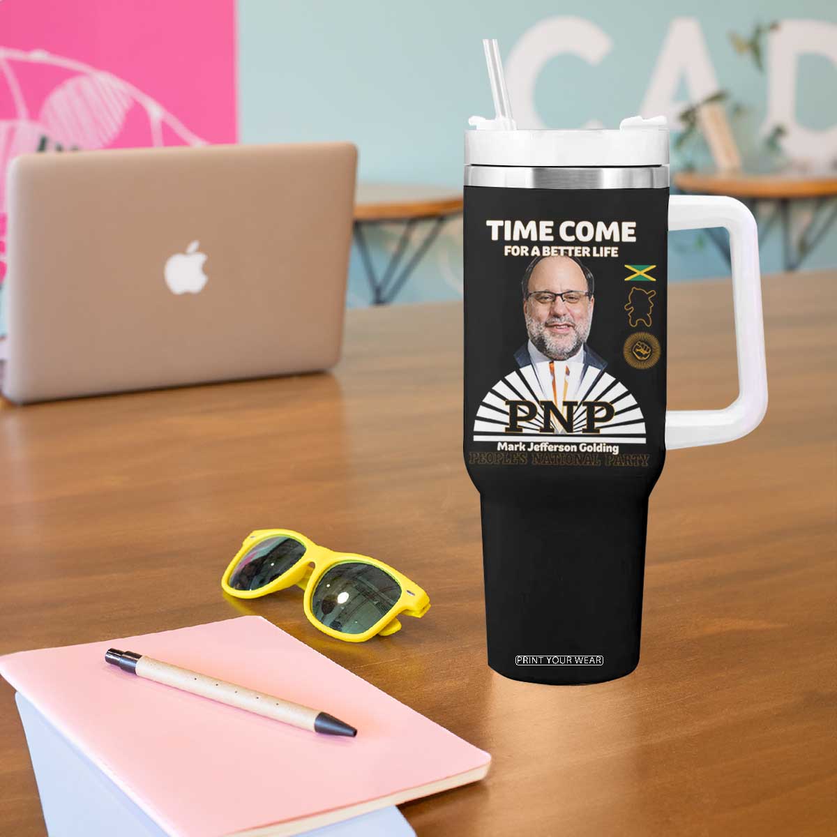 Mark Golding PNP Supporter Tumbler With Handle Time Come for a Better Life Jamaica Politics People's National Party TS02 Print Your Wear