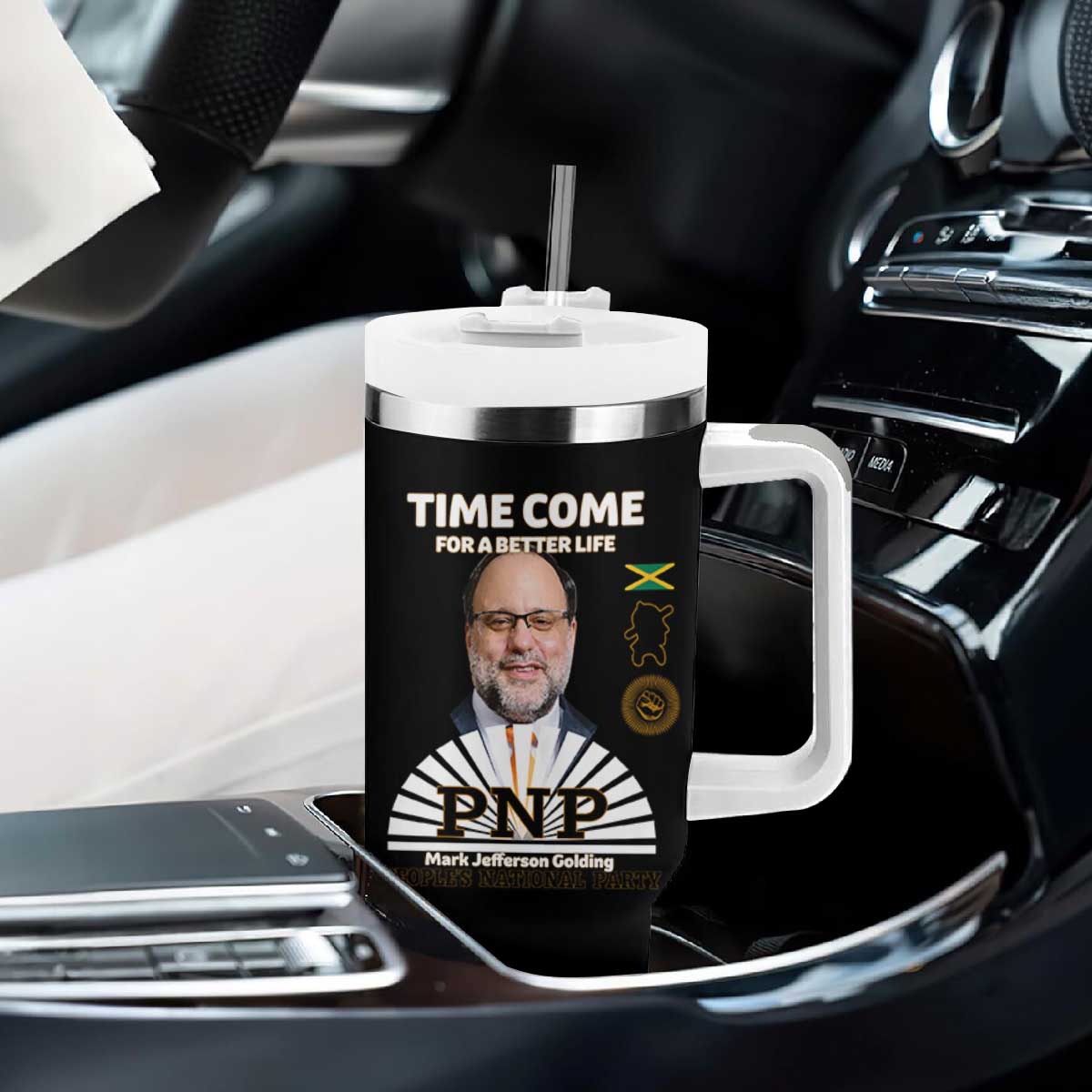 Mark Golding PNP Supporter Tumbler With Handle Time Come for a Better Life Jamaica Politics People's National Party TS02 Print Your Wear