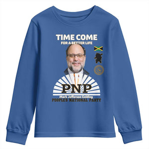 Mark Golding PNP Supporter Youth Sweatshirt Time Come for a Better Life Jamaica Politics People's National Party TS02 Royal Blue Print Your Wear