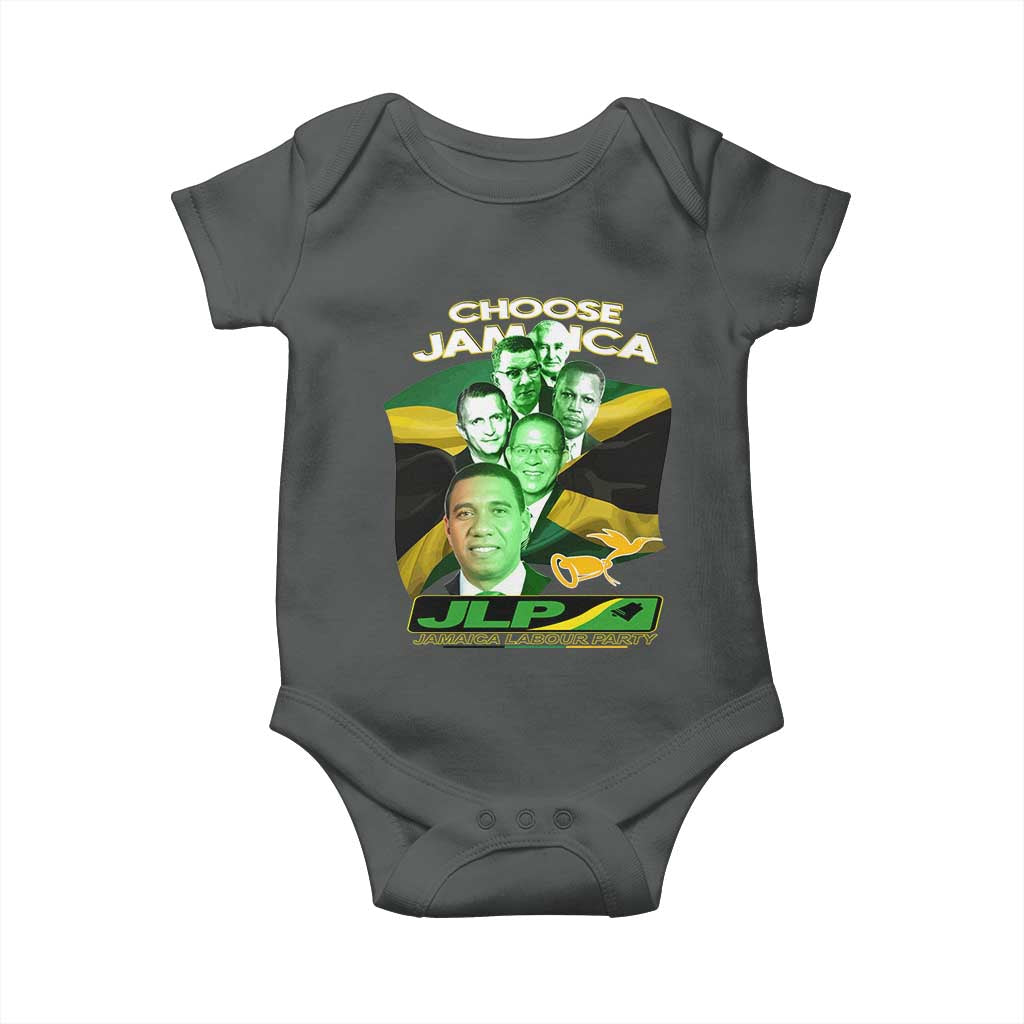 Choose Jamaica JLP Supporter Baby Onesie Patriotic Leaders Jamaica Jamaica Labor Party Politics TS02 Dark Heather Print Your Wear