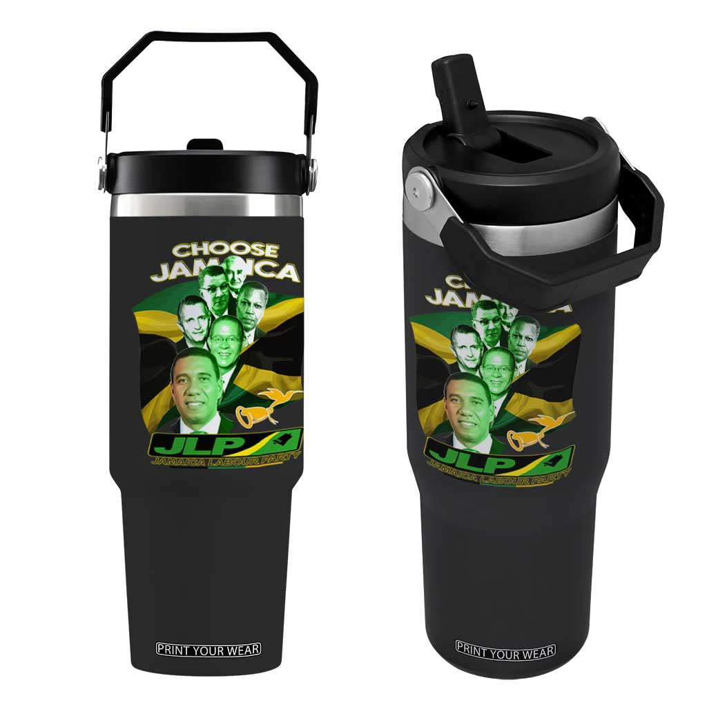 Choose Jamaica JLP Supporter Flip Straw Tumbler Patriotic Leaders Jamaica Jamaica Labor Party Politics TS02 One Size: 30 oz Black Print Your Wear