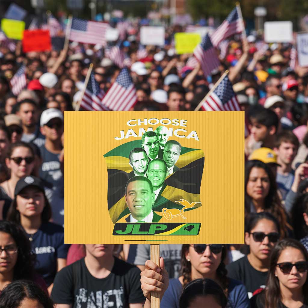 Choose Jamaica JLP Supporter Protest Sign Patriotic Leaders Jamaica Jamaica Labor Party Politics TS02 Horizontal 18" × 24" Yellow Print Your Wear