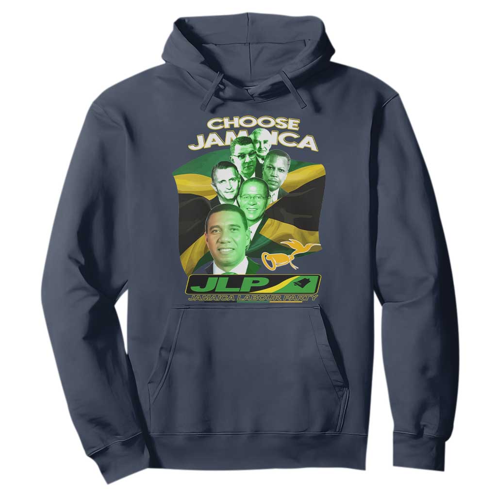 Choose Jamaica JLP Supporter Hoodie Patriotic Leaders Jamaica Jamaica Labor Party Politics TS02 Navy Print Your Wear
