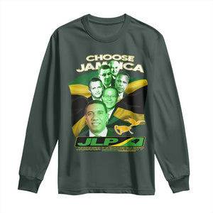 Choose Jamaica JLP Supporter Long Sleeve Shirt Patriotic Leaders Jamaica Jamaica Labor Party Politics TS02 Dark Forest Green Print Your Wear