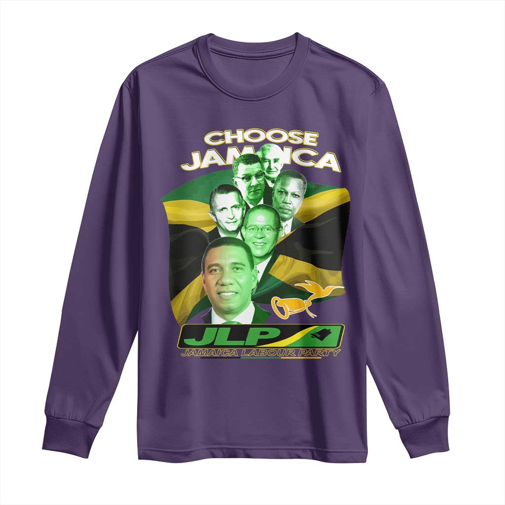 Choose Jamaica JLP Supporter Long Sleeve Shirt Patriotic Leaders Jamaica Jamaica Labor Party Politics TS02 Purple Print Your Wear