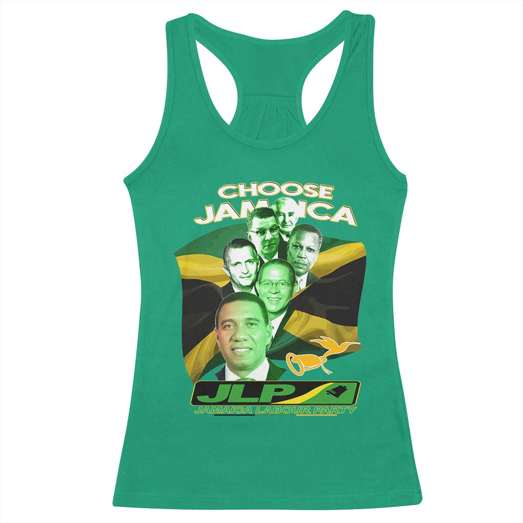 Choose Jamaica JLP Supporter Racerback Tank Top Patriotic Leaders Jamaica Jamaica Labor Party Politics TS02 Irish Green Print Your Wear