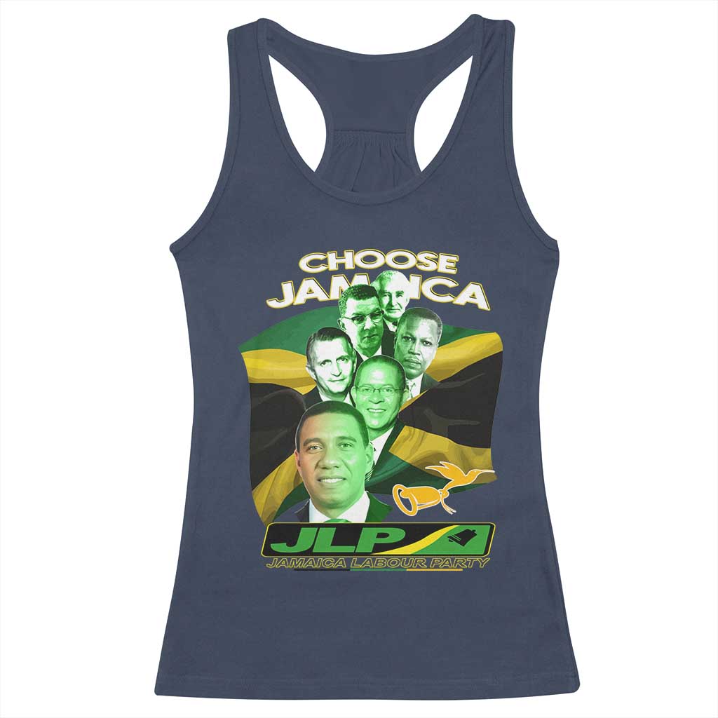 Choose Jamaica JLP Supporter Racerback Tank Top Patriotic Leaders Jamaica Jamaica Labor Party Politics TS02 Navy Print Your Wear