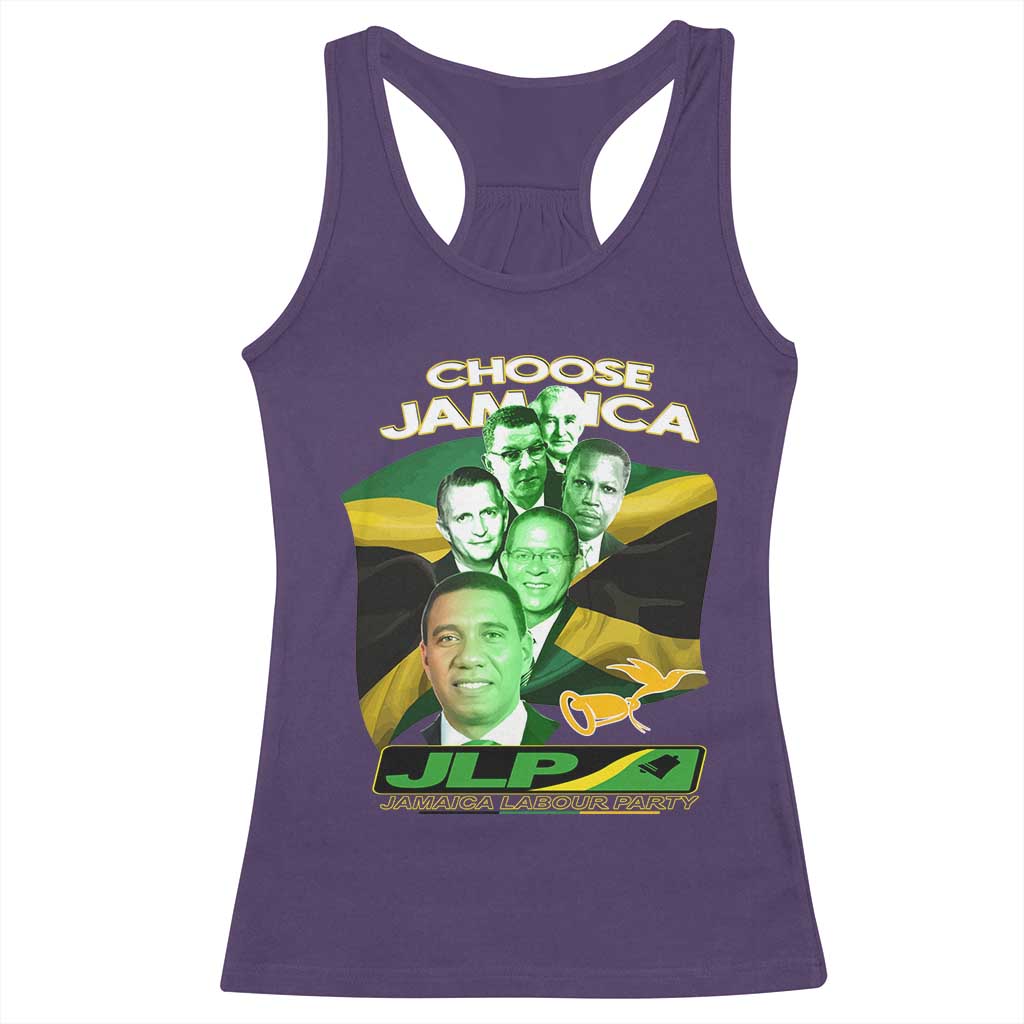 Choose Jamaica JLP Supporter Racerback Tank Top Patriotic Leaders Jamaica Jamaica Labor Party Politics TS02 Purple Print Your Wear