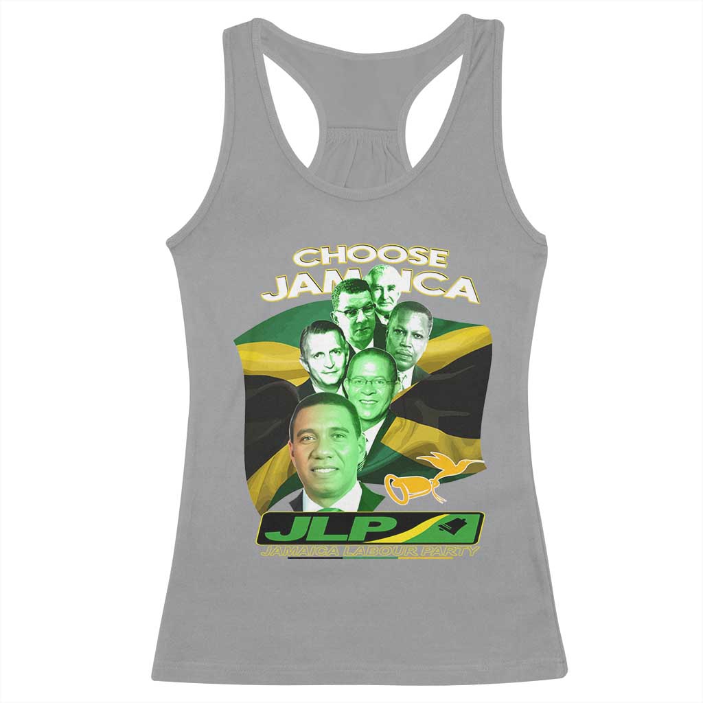 Choose Jamaica JLP Supporter Racerback Tank Top Patriotic Leaders Jamaica Jamaica Labor Party Politics TS02 Sport Gray Print Your Wear