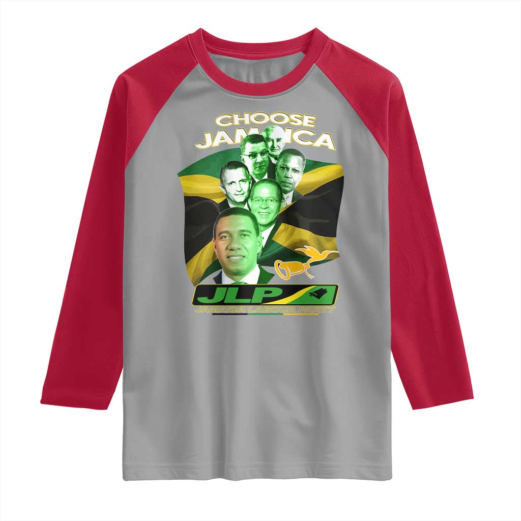 Choose Jamaica JLP Supporter Raglan Shirt Patriotic Leaders Jamaica Jamaica Labor Party Politics TS02 Sport Gray Red Print Your Wear