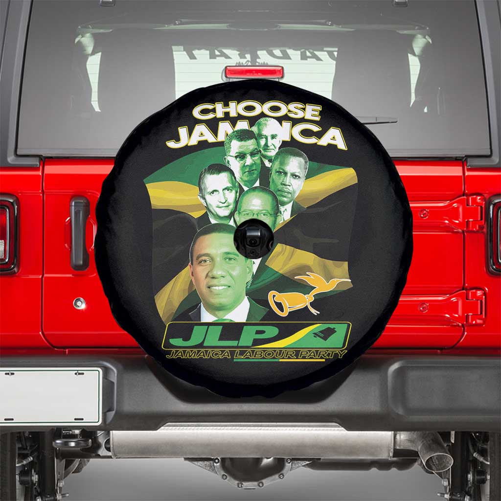 Choose Jamaica JLP Supporter Spare Tire Cover Patriotic Leaders Jamaica Jamaica Labor Party Politics TS02 Black Print Your Wear