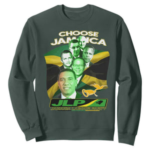 Choose Jamaica JLP Supporter Sweatshirt Patriotic Leaders Jamaica Jamaica Labor Party Politics TS02 Dark Forest Green Print Your Wear