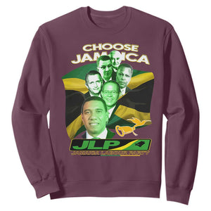 Choose Jamaica JLP Supporter Sweatshirt Patriotic Leaders Jamaica Jamaica Labor Party Politics TS02 Maroon Print Your Wear