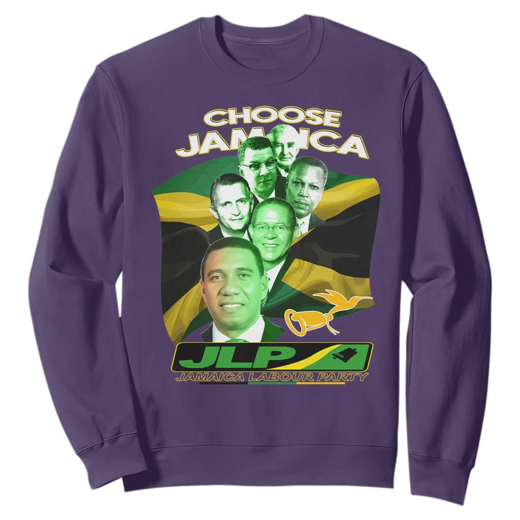 Choose Jamaica JLP Supporter Sweatshirt Patriotic Leaders Jamaica Jamaica Labor Party Politics TS02 Purple Print Your Wear