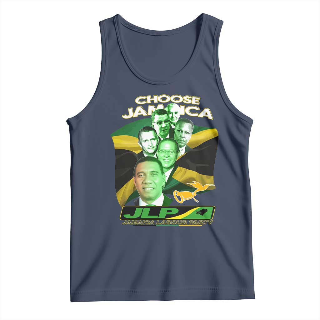 Choose Jamaica JLP Supporter Tank Top Patriotic Leaders Jamaica Jamaica Labor Party Politics TS02 Navy Print Your Wear