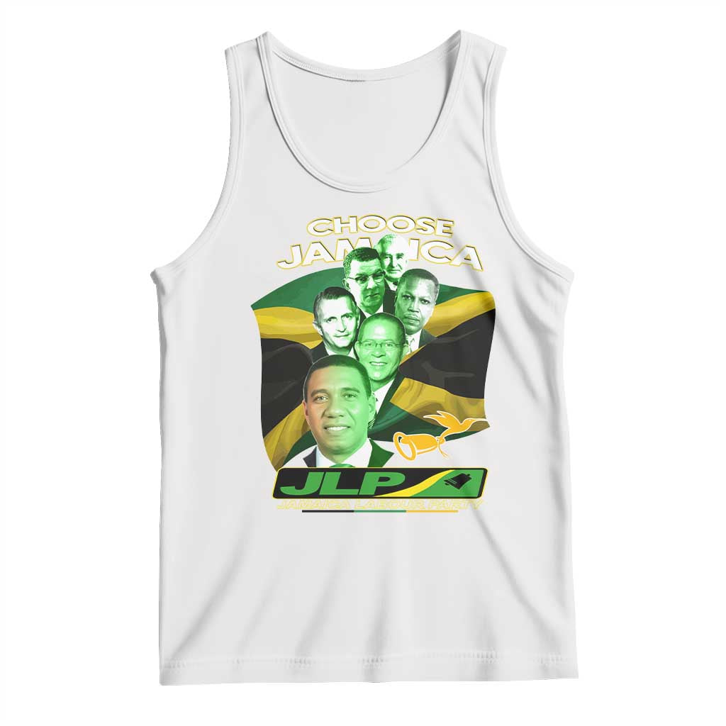 Choose Jamaica JLP Supporter Tank Top Patriotic Leaders Jamaica Jamaica Labor Party Politics TS02 White Print Your Wear