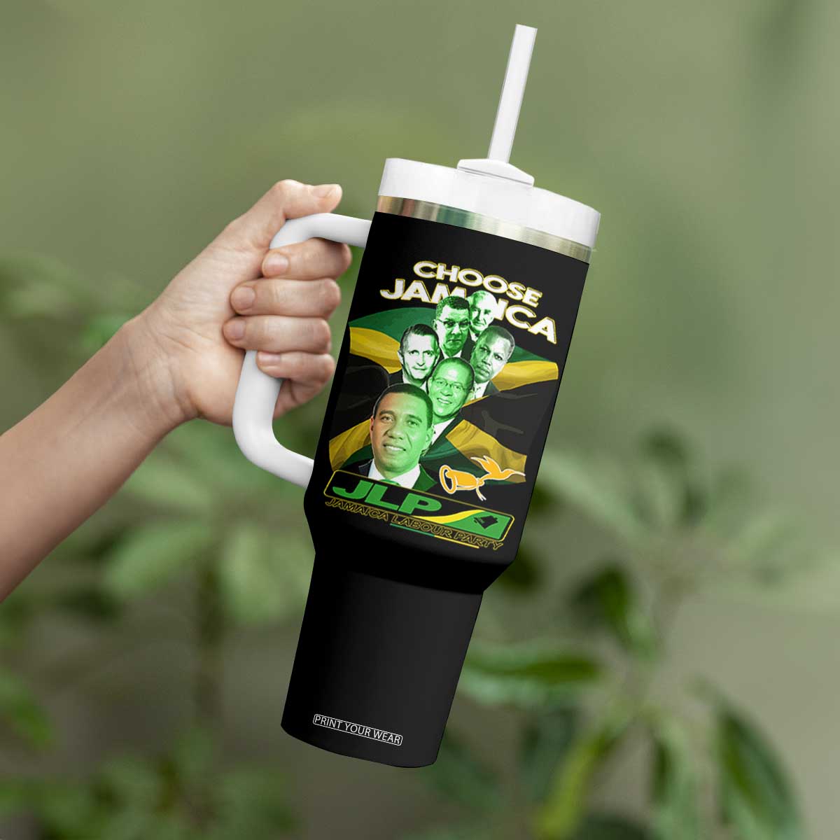 Choose Jamaica JLP Supporter Tumbler With Handle Patriotic Leaders Jamaica Jamaica Labor Party Politics TS02 Print Your Wear