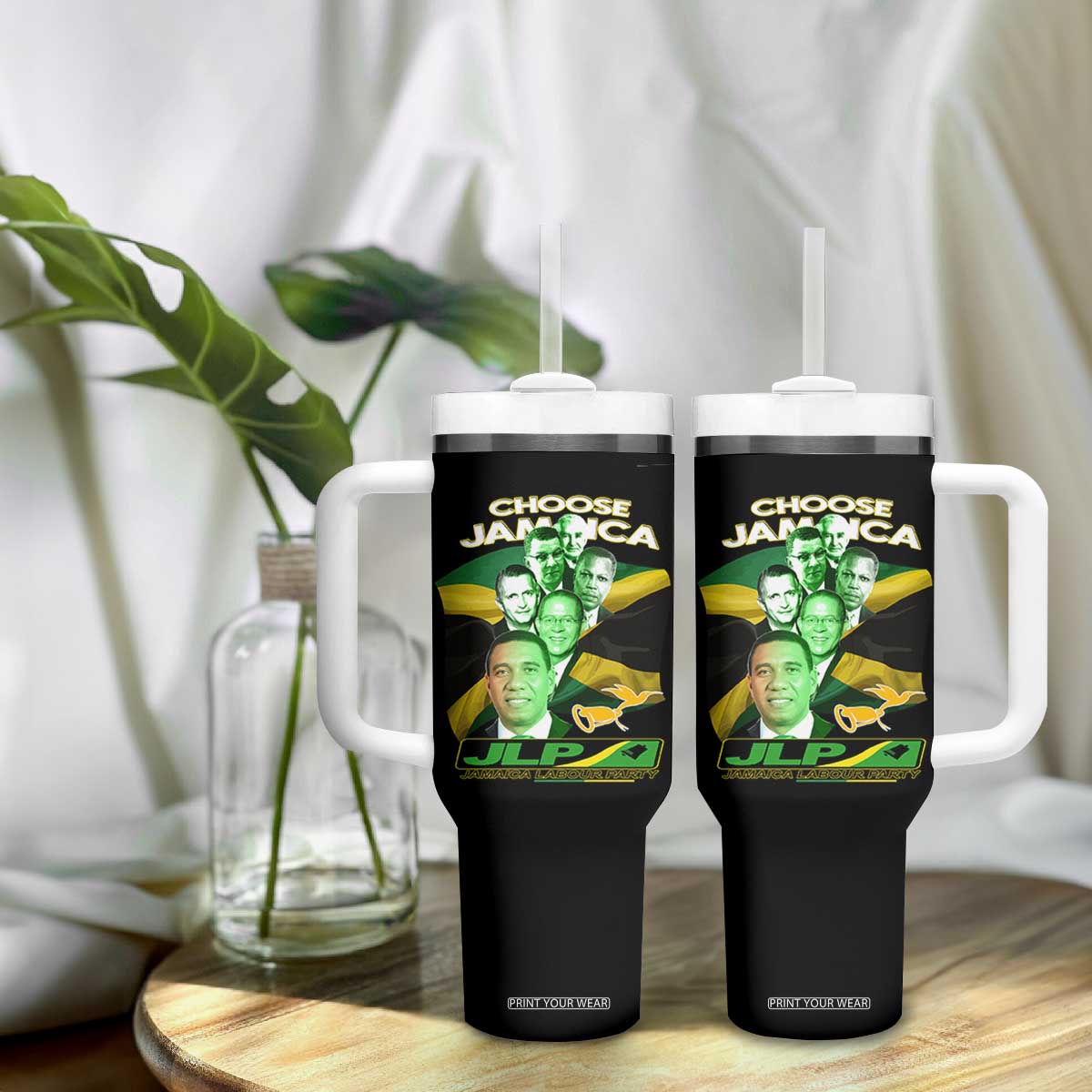 Choose Jamaica JLP Supporter Tumbler With Handle Patriotic Leaders Jamaica Jamaica Labor Party Politics TS02 Print Your Wear