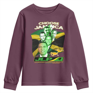 Choose Jamaica JLP Supporter Youth Sweatshirt Patriotic Leaders Jamaica Jamaica Labor Party Politics TS02 Maroon Print Your Wear