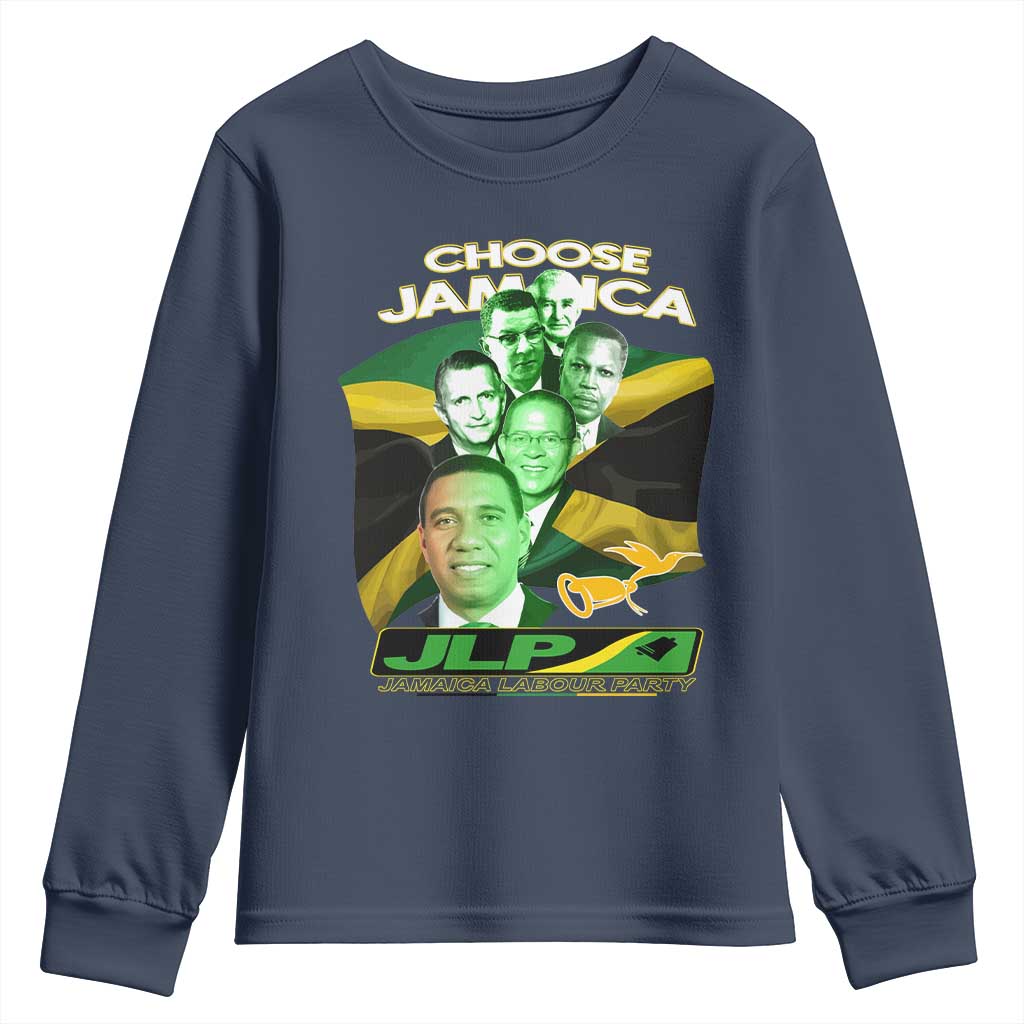 Choose Jamaica JLP Supporter Youth Sweatshirt Patriotic Leaders Jamaica Jamaica Labor Party Politics TS02 Navy Print Your Wear