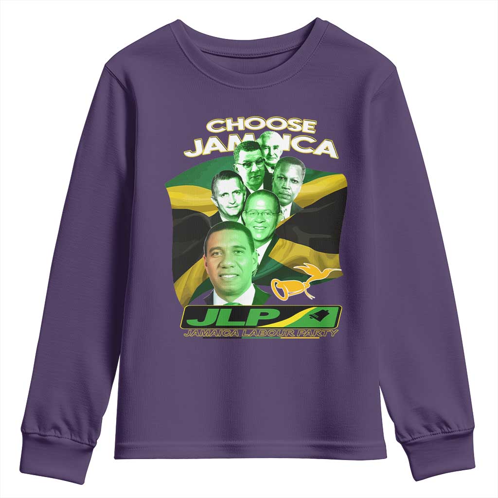 Choose Jamaica JLP Supporter Youth Sweatshirt Patriotic Leaders Jamaica Jamaica Labor Party Politics TS02 Purple Print Your Wear