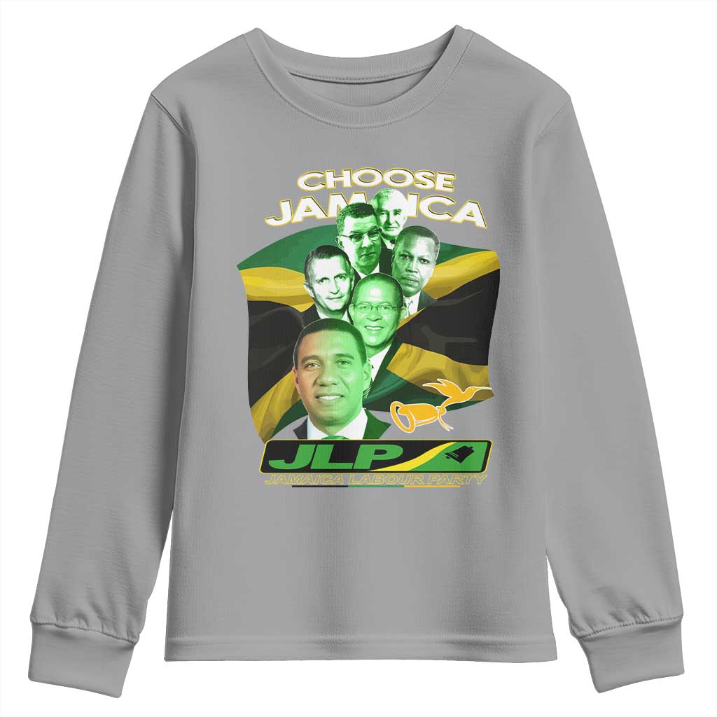 Choose Jamaica JLP Supporter Youth Sweatshirt Patriotic Leaders Jamaica Jamaica Labor Party Politics TS02 Sport Gray Print Your Wear