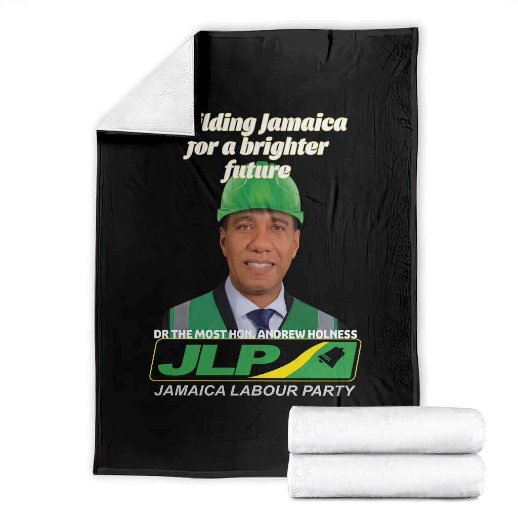 Dr Most Hon Andrew Holness JLP Supporter Throw Blanket Building Jamaica for a Brighter Future Jamaica Labor Party Politics TS02 Black Print Your Wear