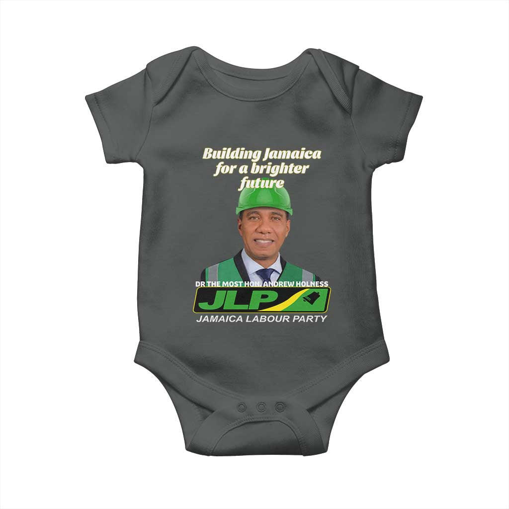 Dr Most Hon Andrew Holness JLP Supporter Baby Onesie Building Jamaica for a Brighter Future Jamaica Labor Party Politics TS02 Dark Heather Print Your Wear