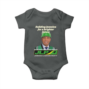 Dr Most Hon Andrew Holness JLP Supporter Baby Onesie Building Jamaica for a Brighter Future Jamaica Labor Party Politics TS02 Dark Heather Print Your Wear