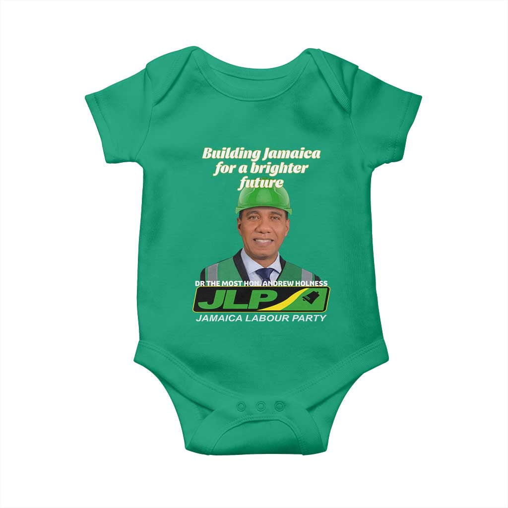 Dr Most Hon Andrew Holness JLP Supporter Baby Onesie Building Jamaica for a Brighter Future Jamaica Labor Party Politics TS02 Irish Green Print Your Wear