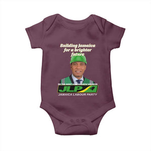Dr Most Hon Andrew Holness JLP Supporter Baby Onesie Building Jamaica for a Brighter Future Jamaica Labor Party Politics TS02 Maroon Print Your Wear