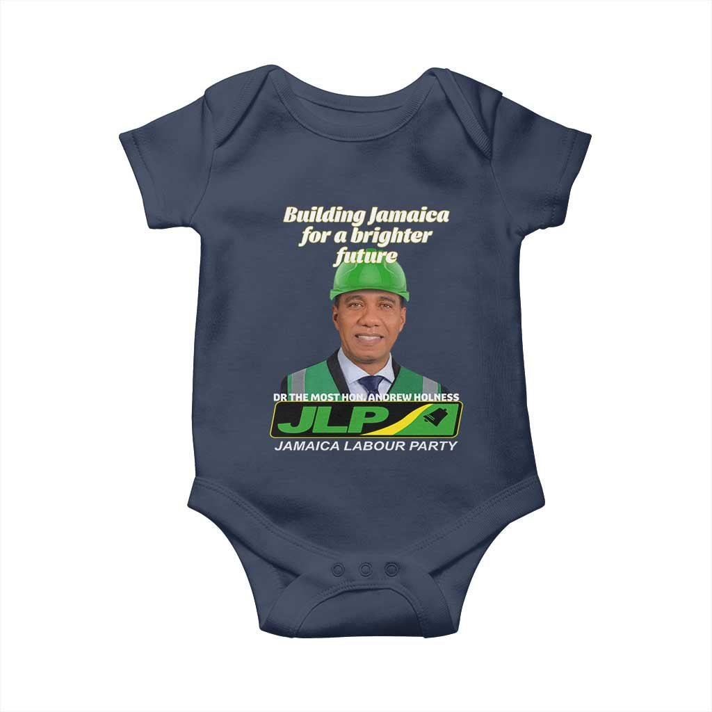 Dr Most Hon Andrew Holness JLP Supporter Baby Onesie Building Jamaica for a Brighter Future Jamaica Labor Party Politics TS02 Navy Print Your Wear