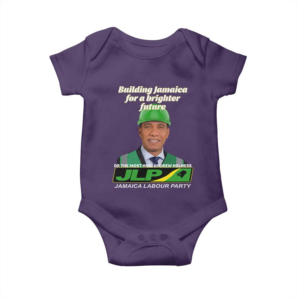 Dr Most Hon Andrew Holness JLP Supporter Baby Onesie Building Jamaica for a Brighter Future Jamaica Labor Party Politics TS02 Purple Print Your Wear