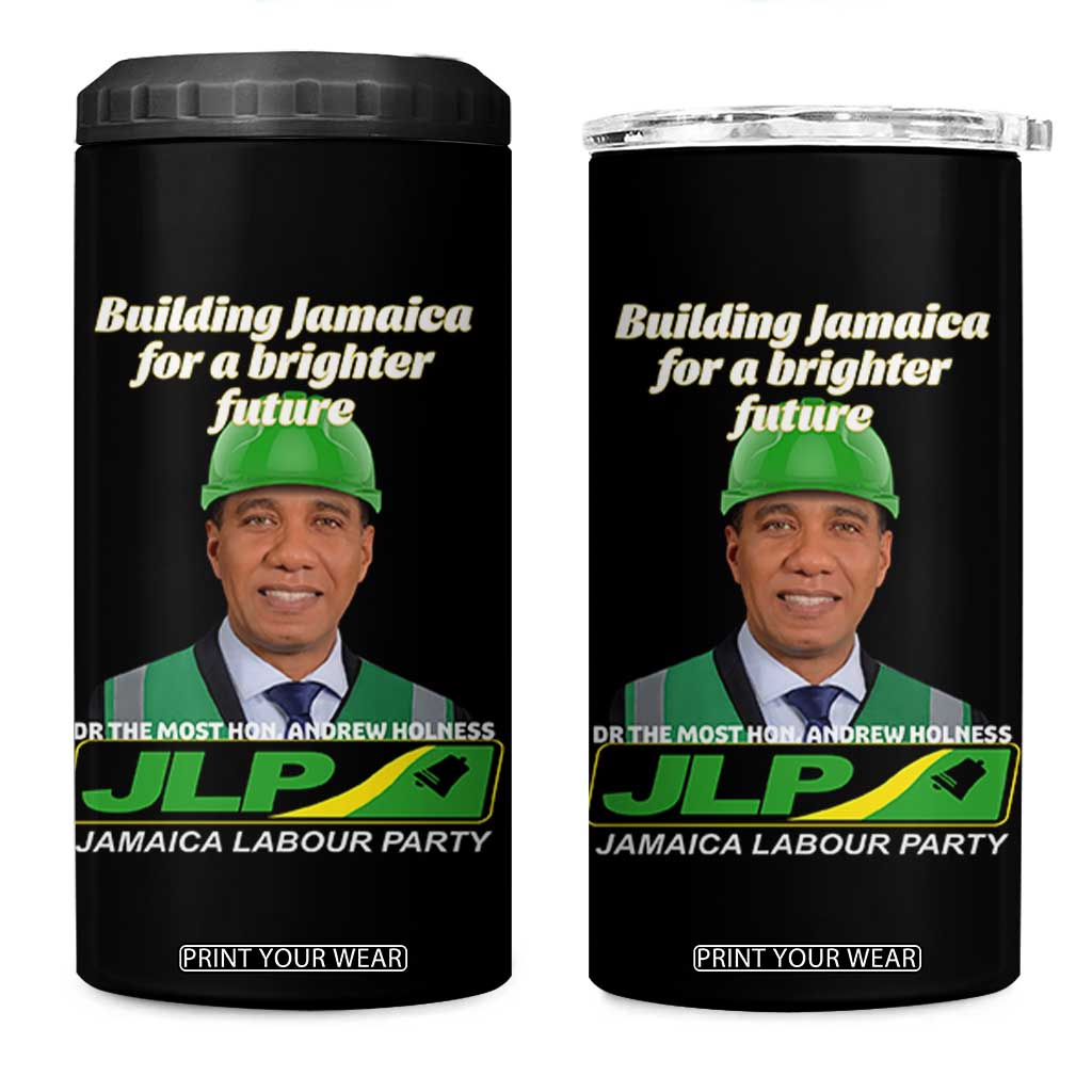 Dr Most Hon Andrew Holness JLP Supporter 4 in 1 Can Cooler Tumbler Building Jamaica for a Brighter Future Jamaica Labor Party Politics TS02 One Size: 16 oz Black Print Your Wear