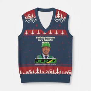 Dr Most Hon Andrew Holness JLP Supporter V-Neck Knit Sweater Vest Building Jamaica for a Brighter Future Jamaica Labor Party Politics TS02 Navy Red Print Your Wear