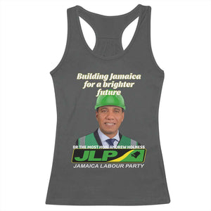 Dr Most Hon Andrew Holness JLP Supporter Racerback Tank Top Building Jamaica for a Brighter Future Jamaica Labor Party Politics TS02 Dark Heather Print Your Wear