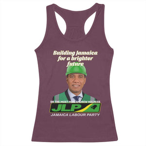 Dr Most Hon Andrew Holness JLP Supporter Racerback Tank Top Building Jamaica for a Brighter Future Jamaica Labor Party Politics TS02 Maroon Print Your Wear