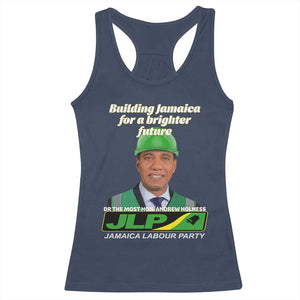Dr Most Hon Andrew Holness JLP Supporter Racerback Tank Top Building Jamaica for a Brighter Future Jamaica Labor Party Politics TS02 Navy Print Your Wear