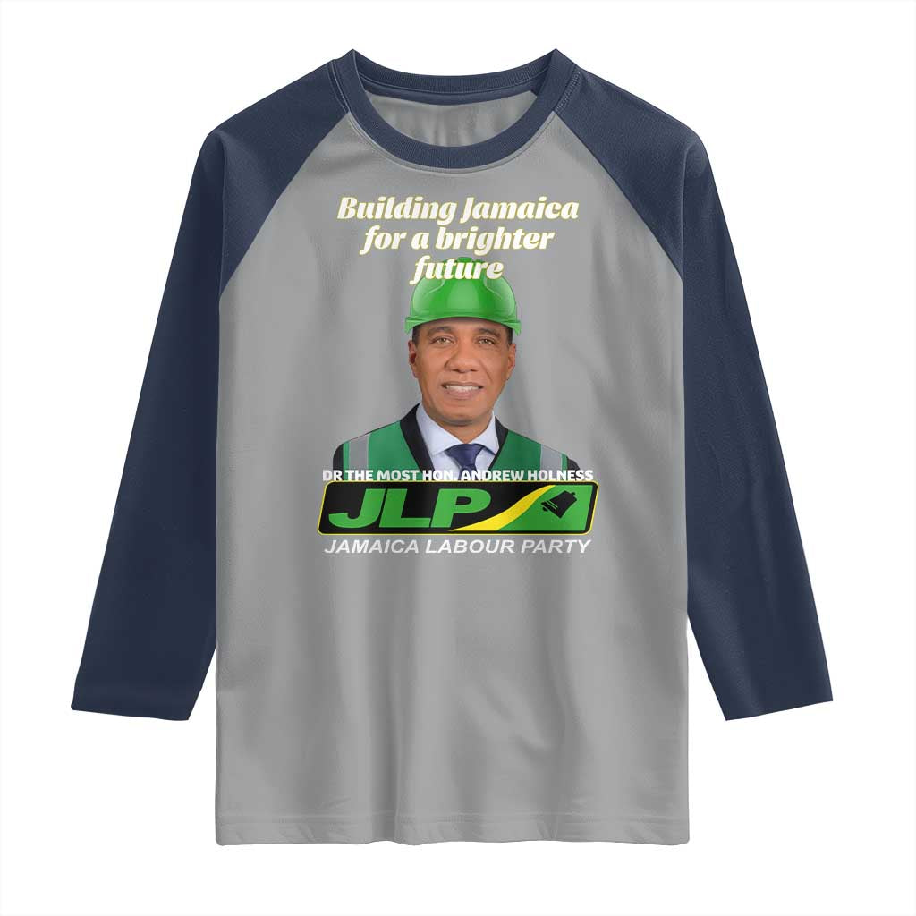 Dr Most Hon Andrew Holness JLP Supporter Raglan Shirt Building Jamaica for a Brighter Future Jamaica Labor Party Politics TS02 Sport Gray Navy Print Your Wear