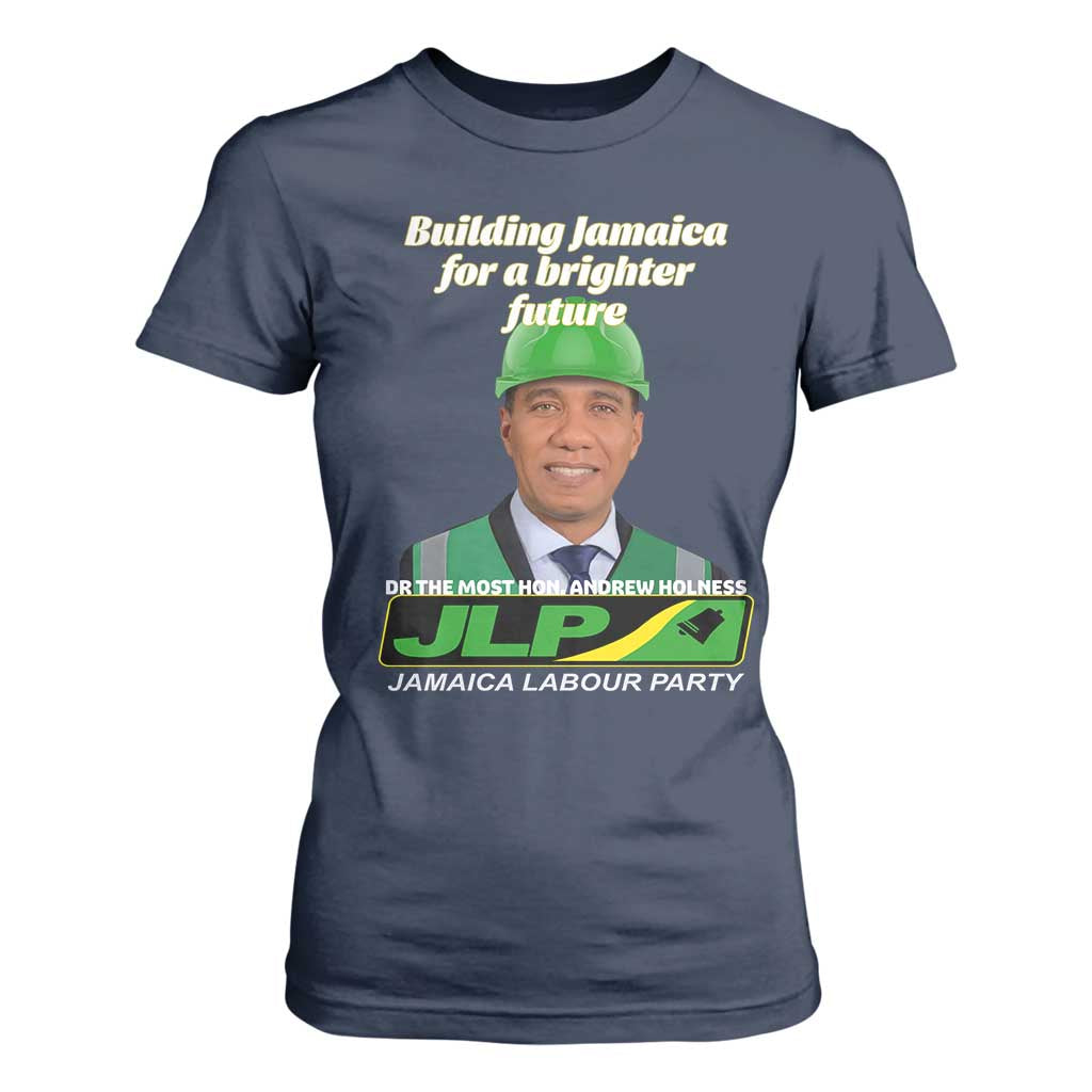 Dr Most Hon Andrew Holness JLP Supporter T Shirt For Women Building Jamaica for a Brighter Future Jamaica Labor Party Politics TS02 Navy Print Your Wear