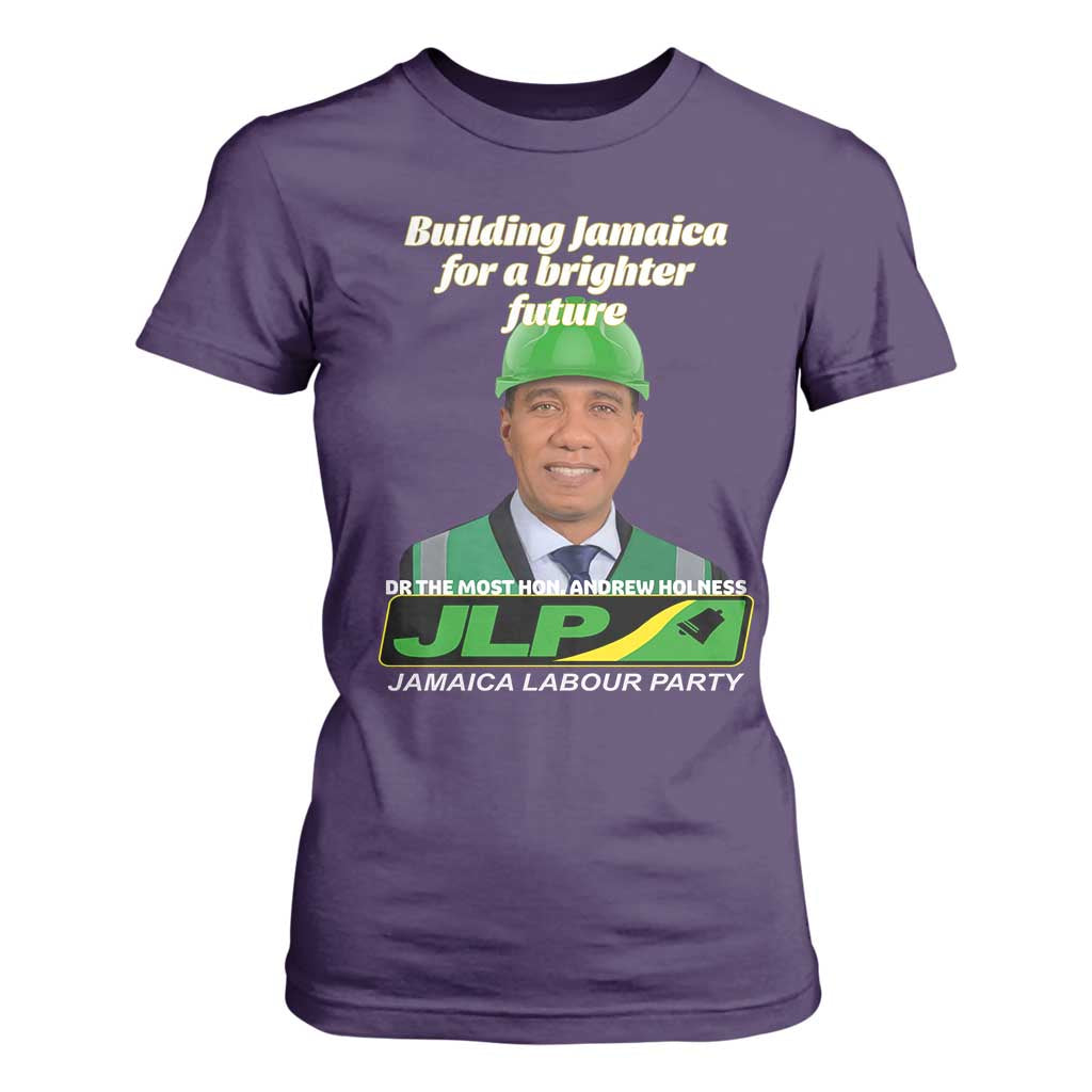 Dr Most Hon Andrew Holness JLP Supporter T Shirt For Women Building Jamaica for a Brighter Future Jamaica Labor Party Politics TS02 Purple Print Your Wear