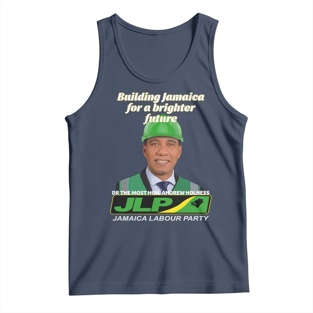 Dr Most Hon Andrew Holness JLP Supporter Tank Top Building Jamaica for a Brighter Future Jamaica Labor Party Politics TS02 Navy Print Your Wear