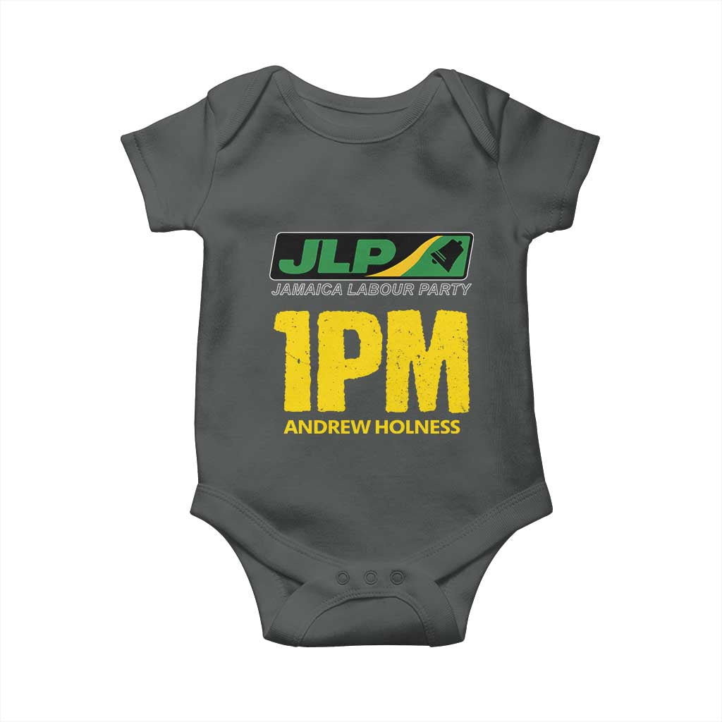 1PM Andrew Holness Baby Onesie Support JLP Jamaica Labour Party TS02 Dark Heather Print Your Wear