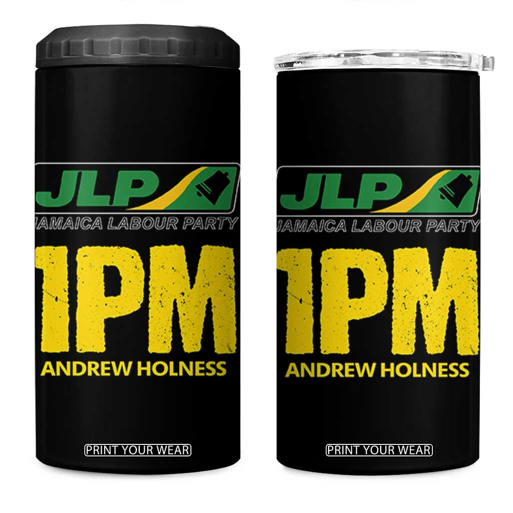 1PM Andrew Holness 4 in 1 Can Cooler Tumbler Support JLP Jamaica Labour Party TS02 One Size: 16 oz Black Print Your Wear