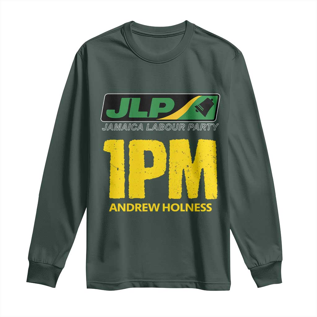 1PM Andrew Holness Long Sleeve Shirt Support JLP Jamaica Labour Party TS02 Dark Forest Green Print Your Wear