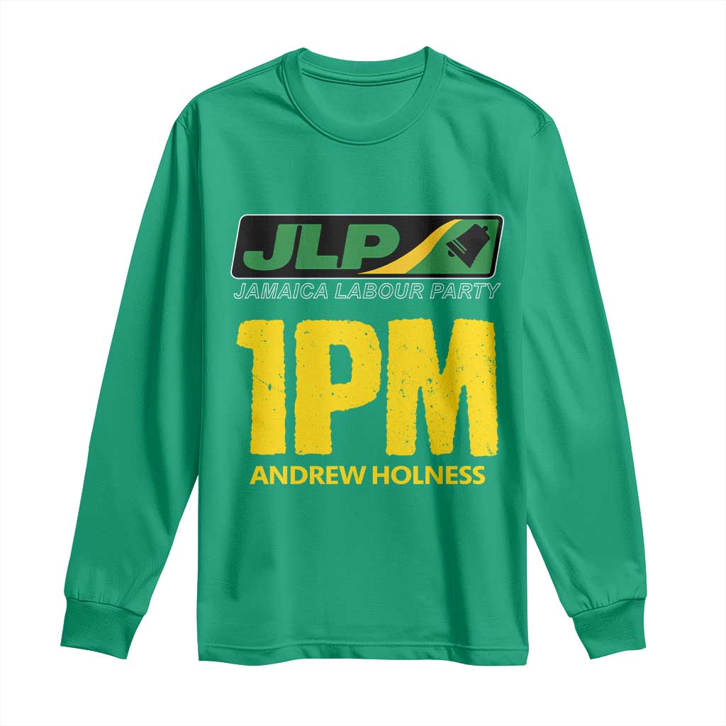 1PM Andrew Holness Long Sleeve Shirt Support JLP Jamaica Labour Party TS02 Irish Green Print Your Wear